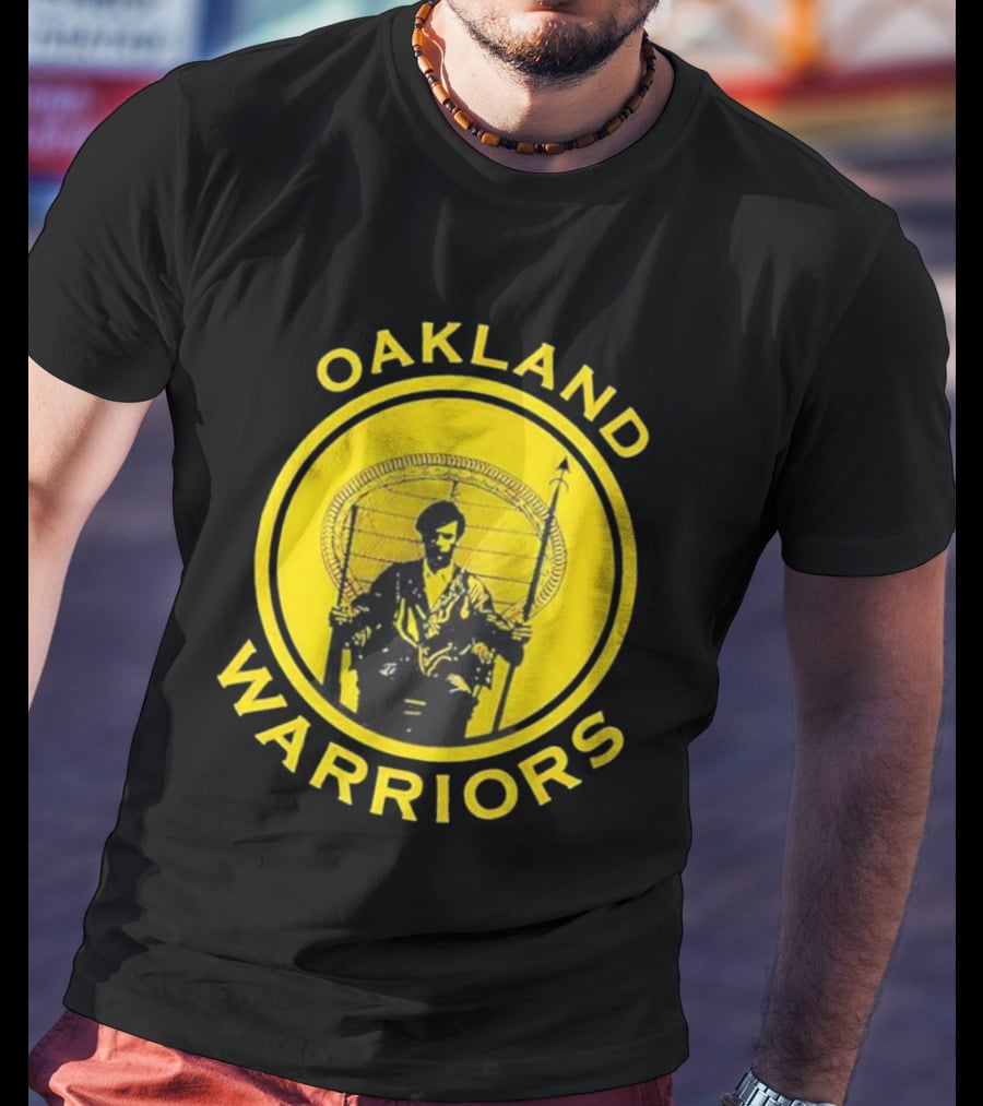Oakland Warriors Huey Newton Chair Emblem T-Shirt