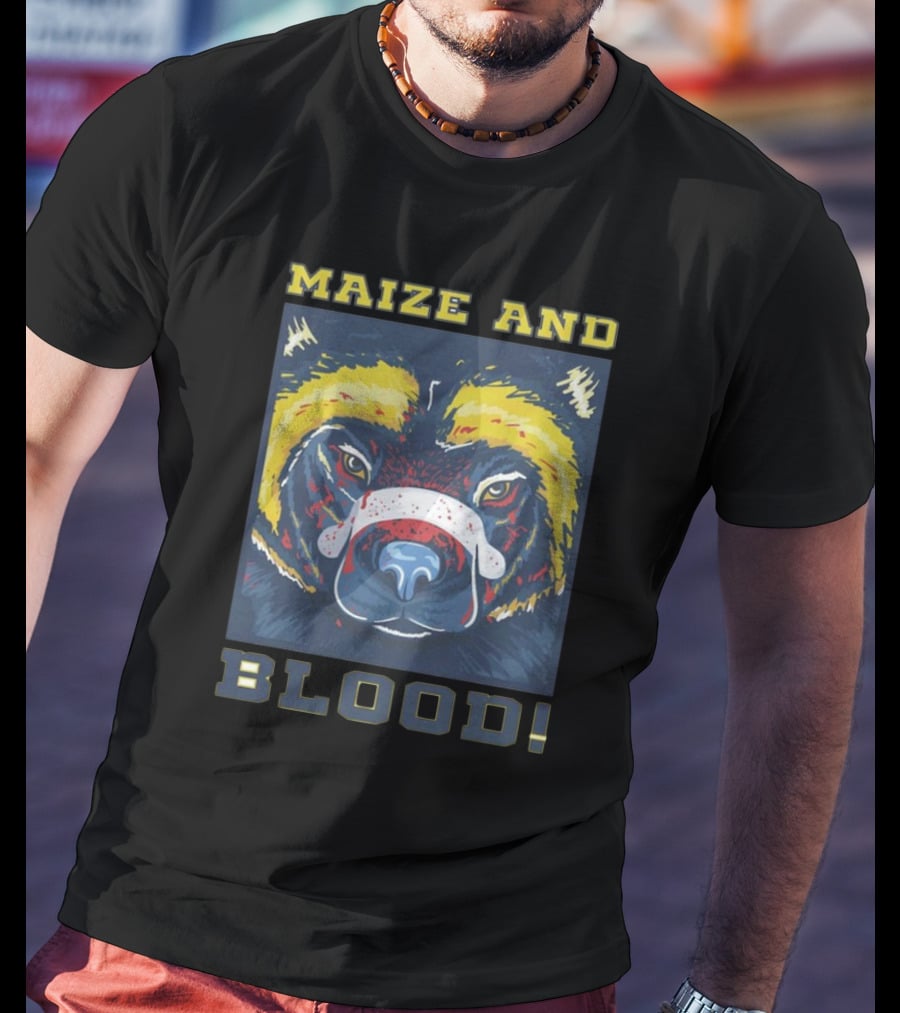 Michigan Wolverines Maize And Blood Wolverine Face T-Shirt