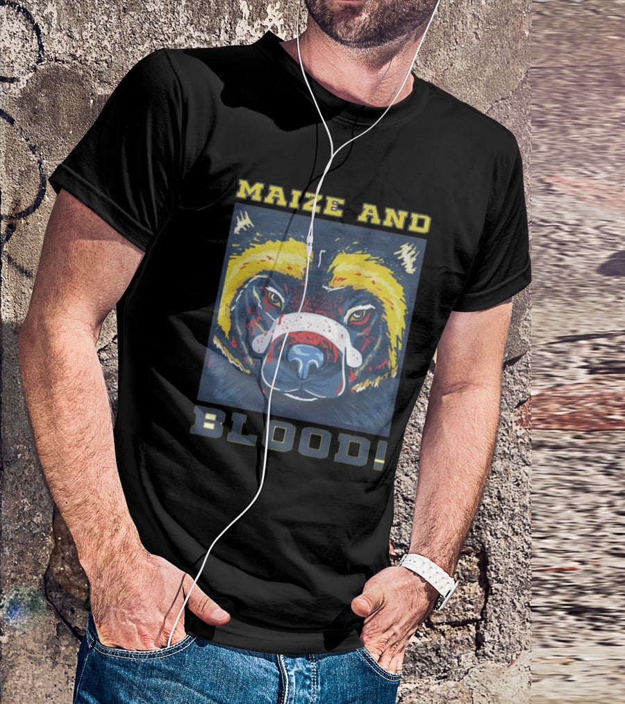 Michigan Wolverines Maize And Blood Wolverine Face T-Shirt
