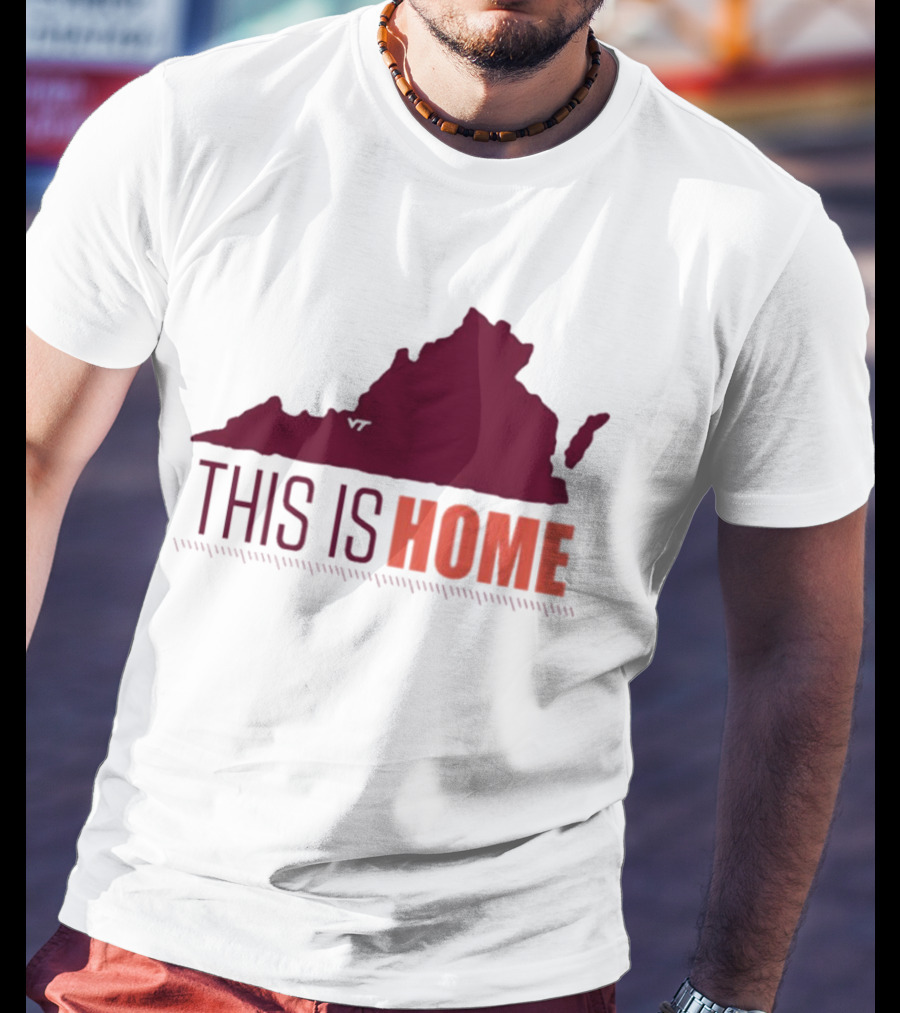 Virginia Tech Football This Is Home Virginia Map T-Shirt