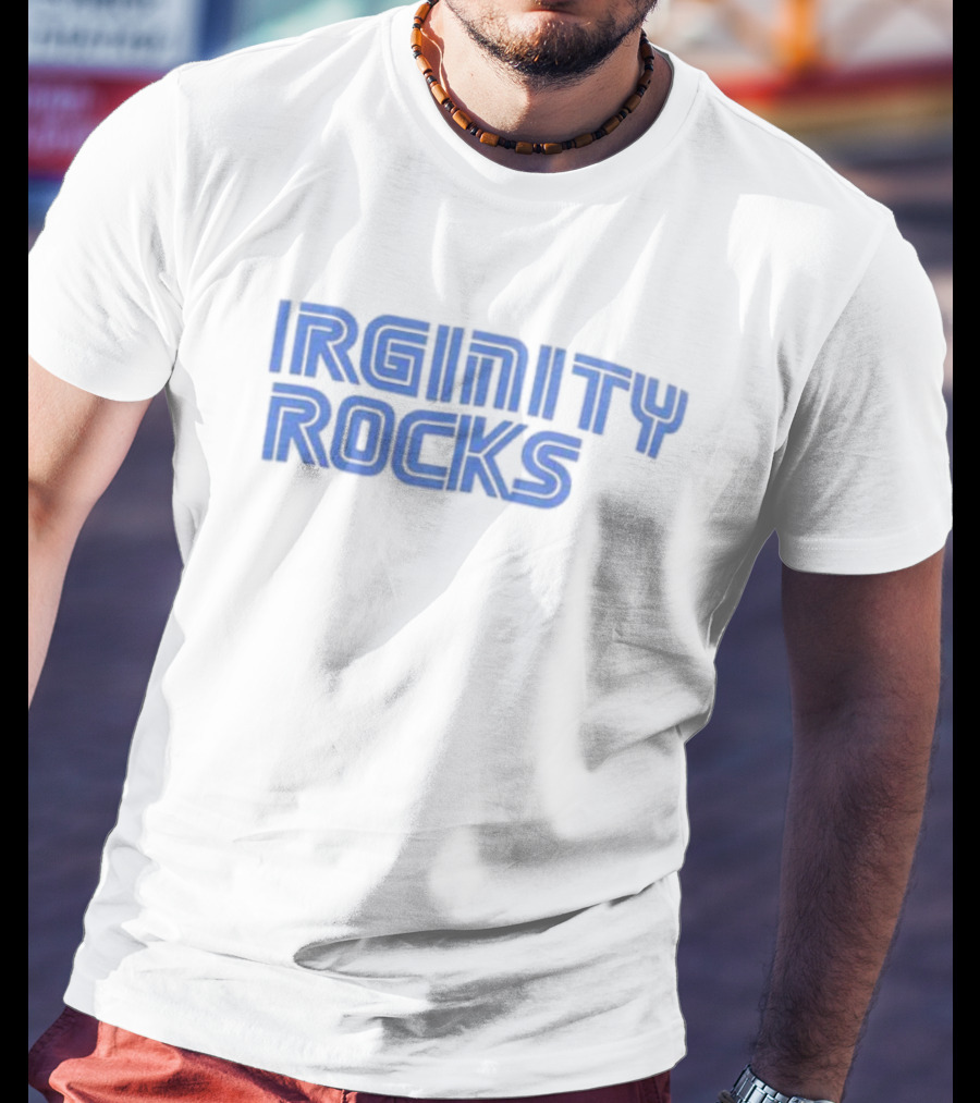 Virginity Rocks Bold Blue Gaming Font T-Shirt