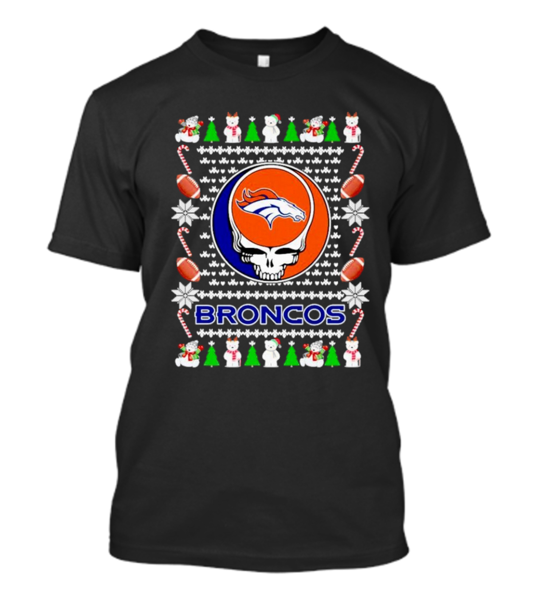 Broncos Festive Skull Holiday T-Shirt
