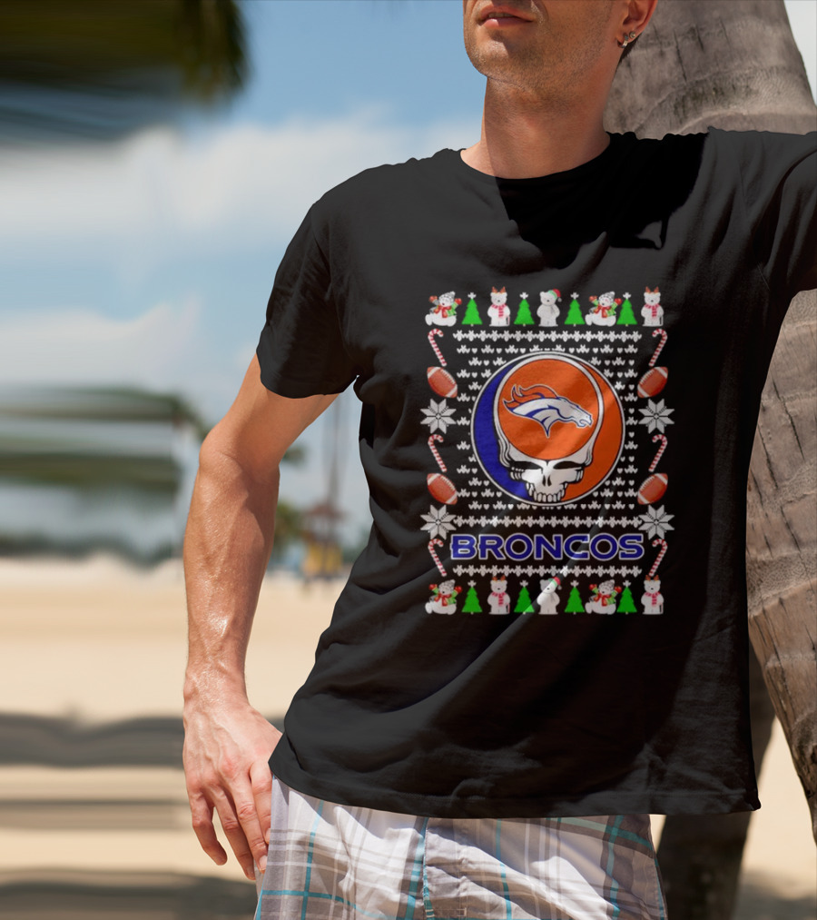 Broncos Festive Skull Holiday T-Shirt