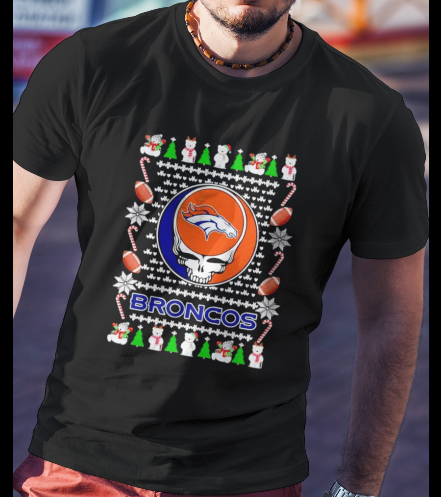 Broncos Festive Skull Holiday T-Shirt