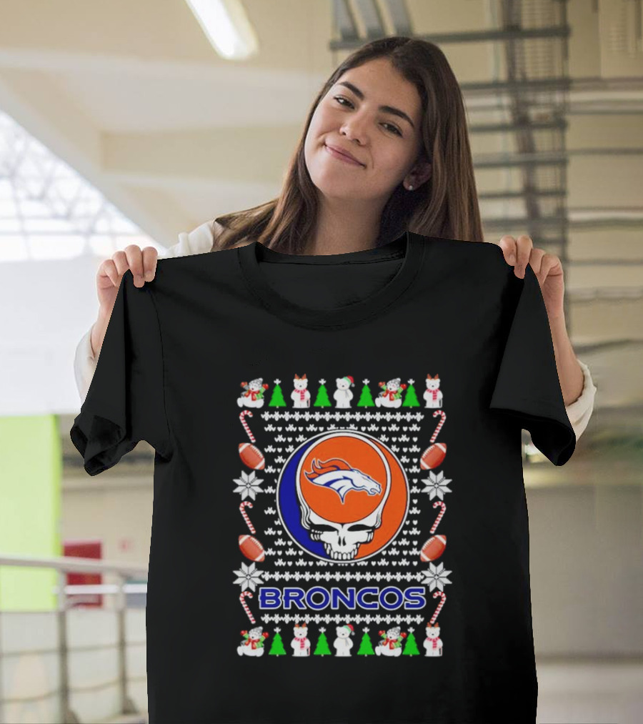Broncos Festive Skull Holiday T-Shirt
