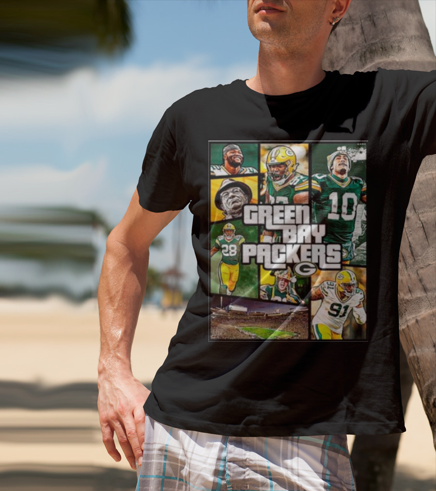 Green Bay Packers Players Collage Grand Theft Auto T-Shirt
