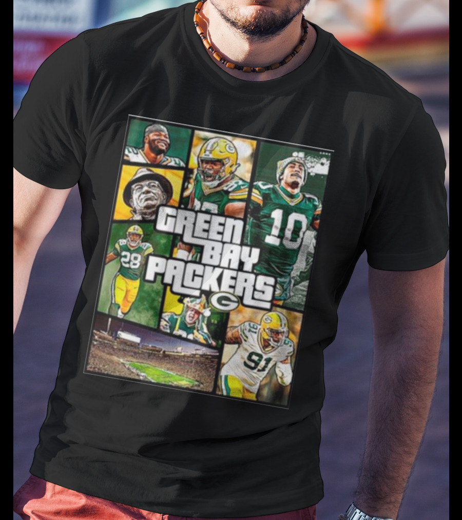 Green Bay Packers Players Collage Grand Theft Auto T-Shirt