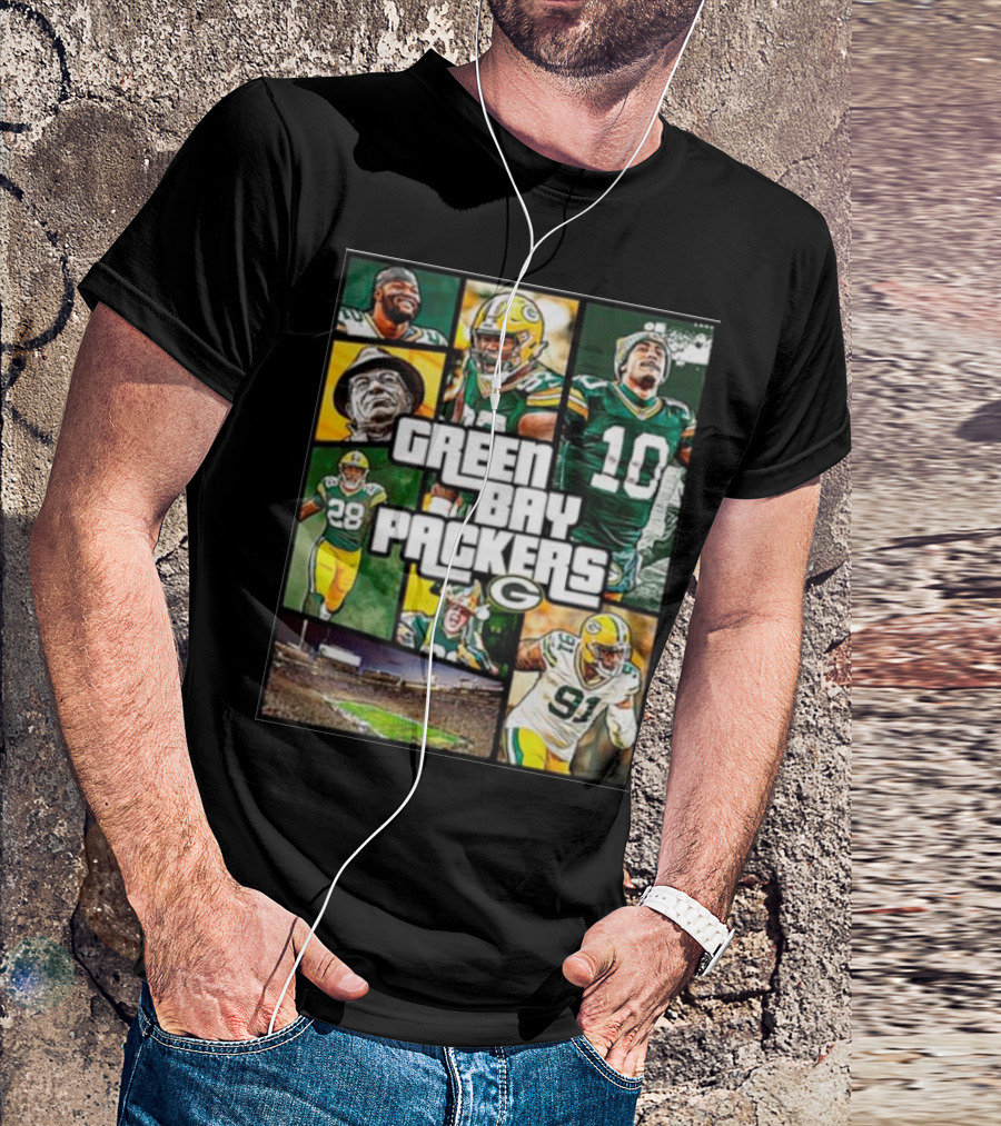 Green Bay Packers Players Collage Grand Theft Auto T-Shirt
