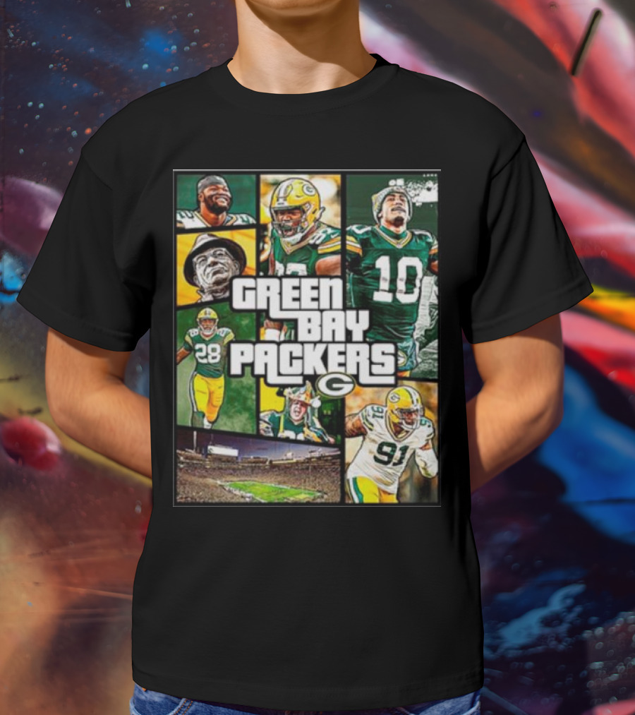 Green Bay Packers Players Collage Grand Theft Auto T-Shirt