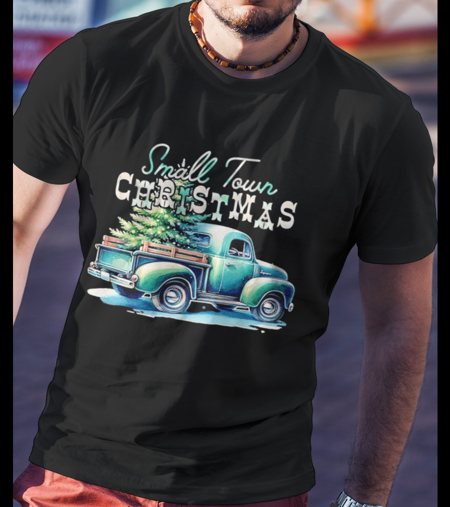 Small Town Christmas Vintage Truck And Tree T-Shirt