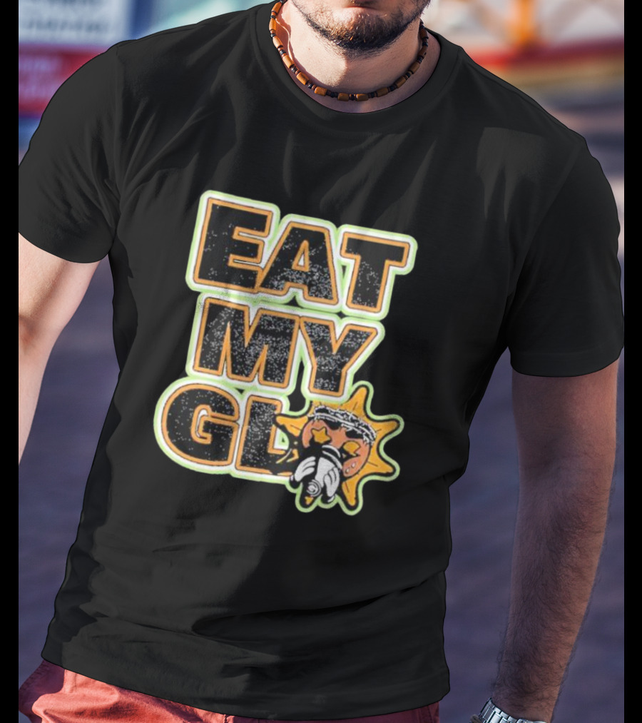 EAT MY GLO Sun Cartoon Eating Globe T-Shirt
