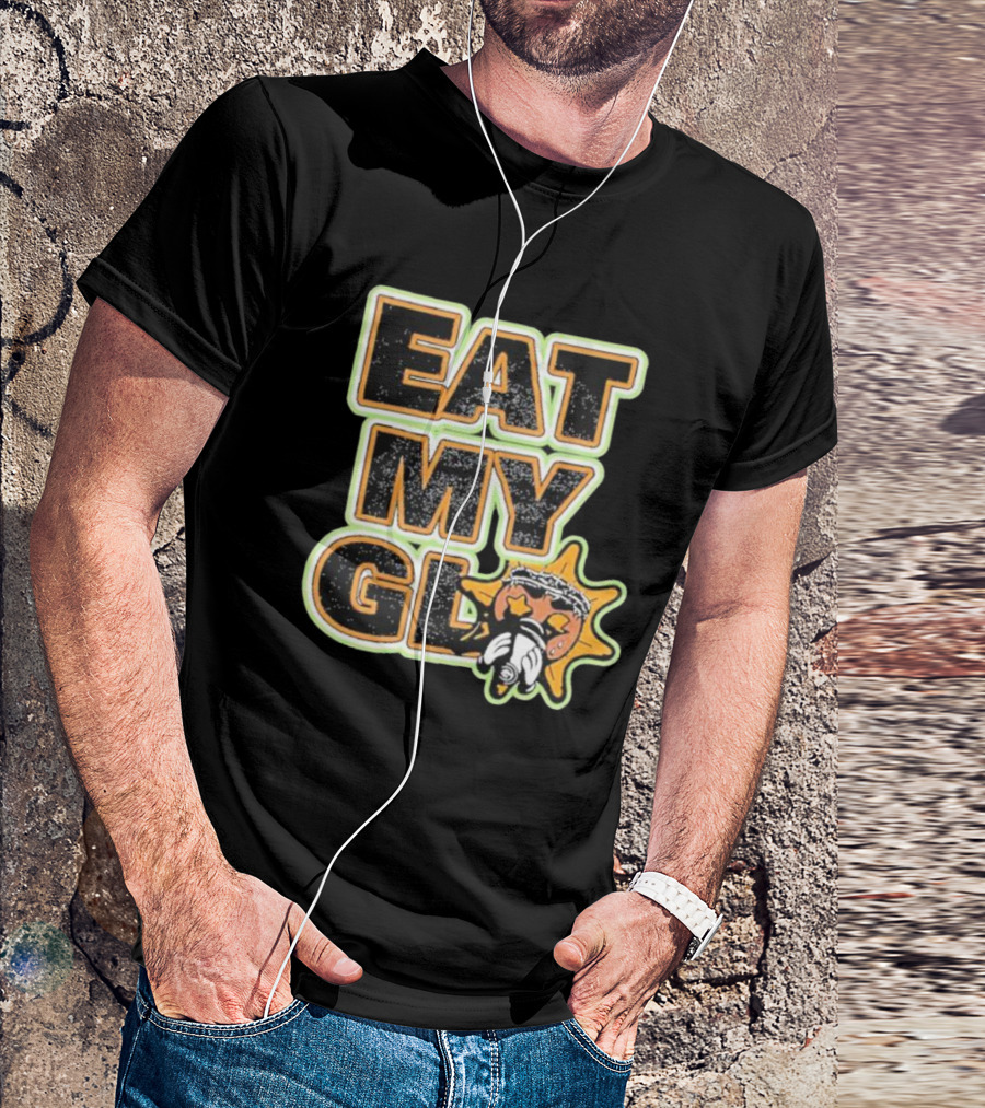 EAT MY GLO Sun Cartoon Eating Globe T-Shirt
