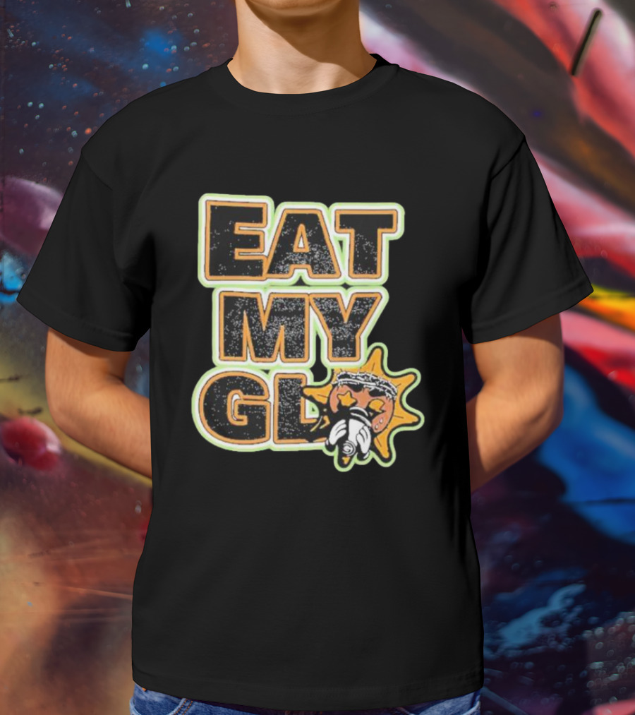 EAT MY GLO Sun Cartoon Eating Globe T-Shirt