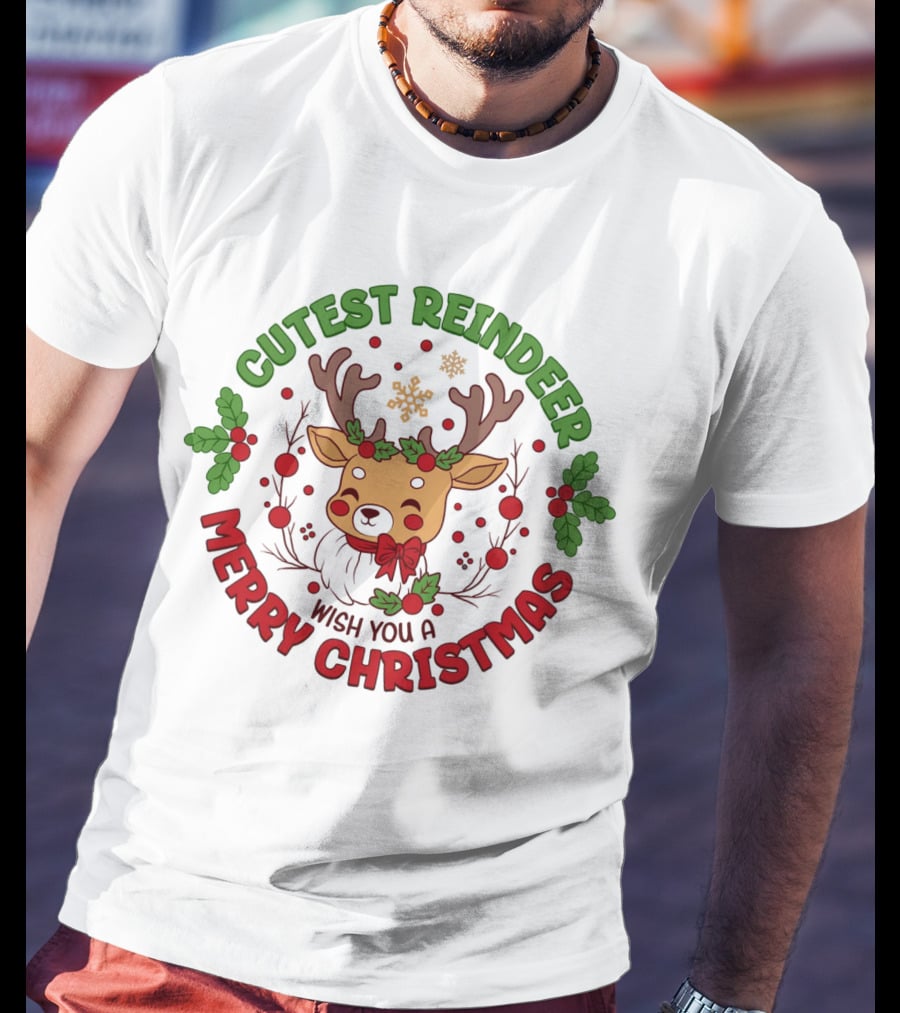 Cutest Reindeer Wish You A Merry Christmas T-Shirt