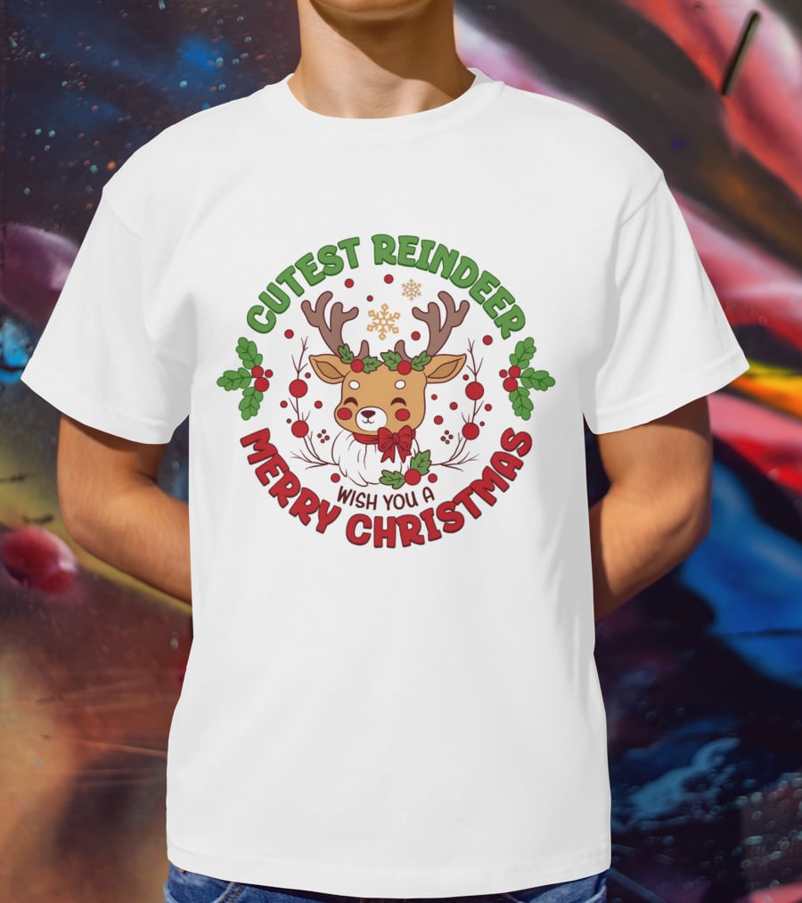 Cutest Reindeer Wish You A Merry Christmas T-Shirt