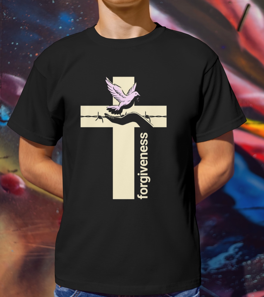 Forgiveness Dove And Cross With Barbed Wire T-Shirt