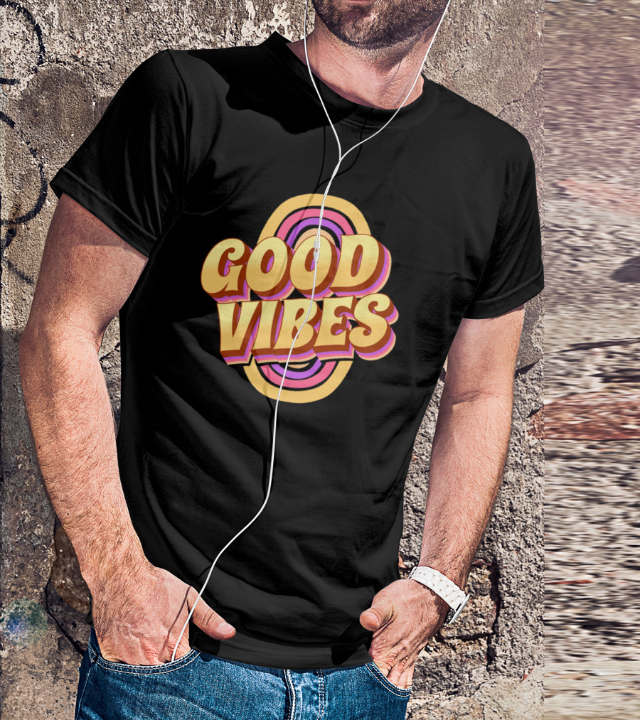 Good Vibes Retro Typography Colorful 70s T-Shirt