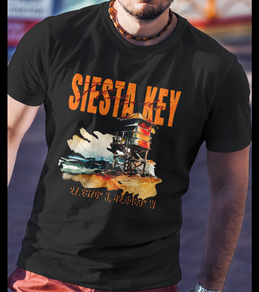 Siesta Key Florida Lifeguard Stand 27.2670° N, 82.5463° W T-Shirt