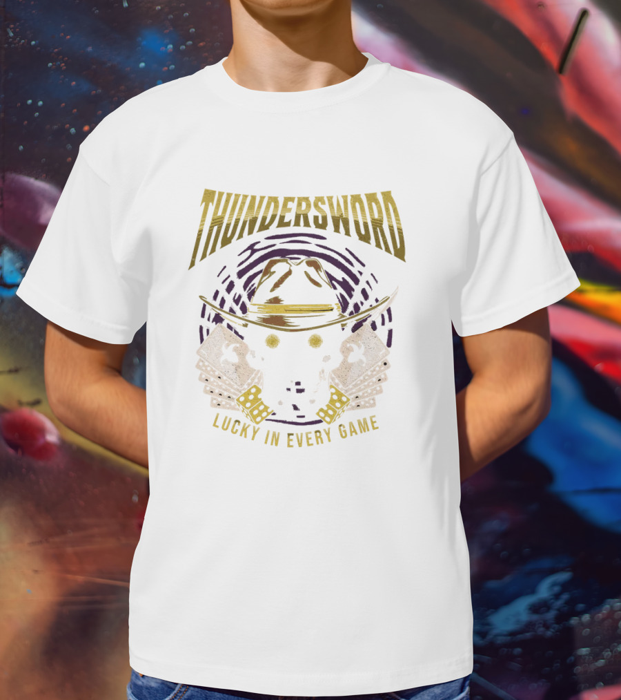 THUNDERSWORD LUCKY IN EVERY GAME VINTAGE SKULL AND CROSSBONES T-Shirt