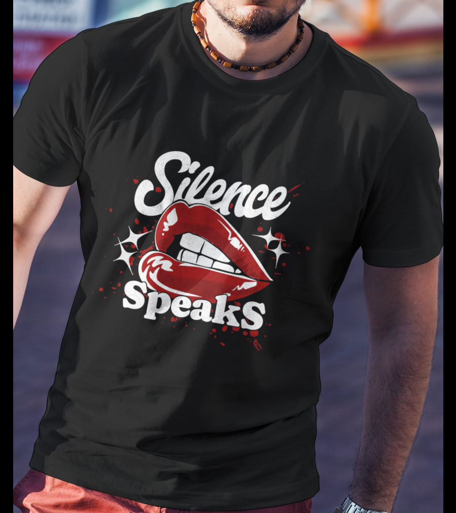 Silence Speaks Bold Red Lips And Sparkles T-Shirt