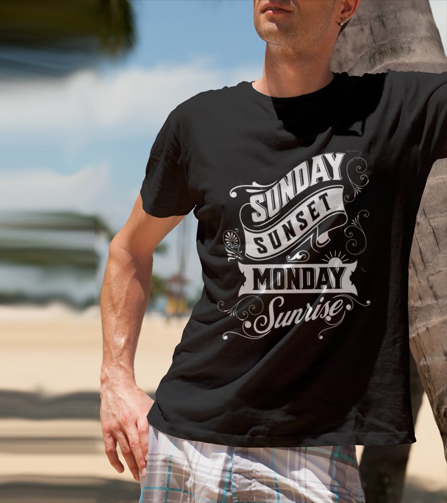 Sunday Sunset Monday Sunrise Vintage Filigree T-Shirt