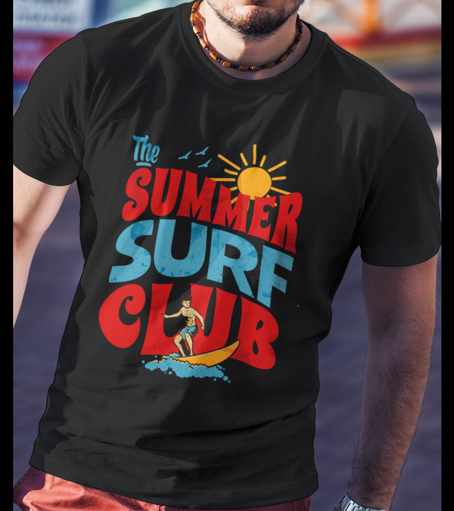 The Summer Surf Club Sun Surfing Retro Typography T-Shirt