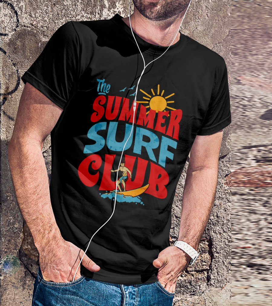 The Summer Surf Club Sun Surfing Retro Typography T-Shirt