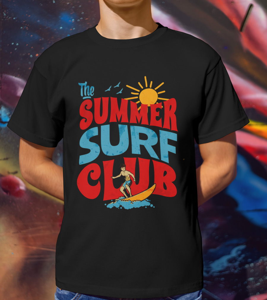 The Summer Surf Club Sun Surfing Retro Typography T-Shirt