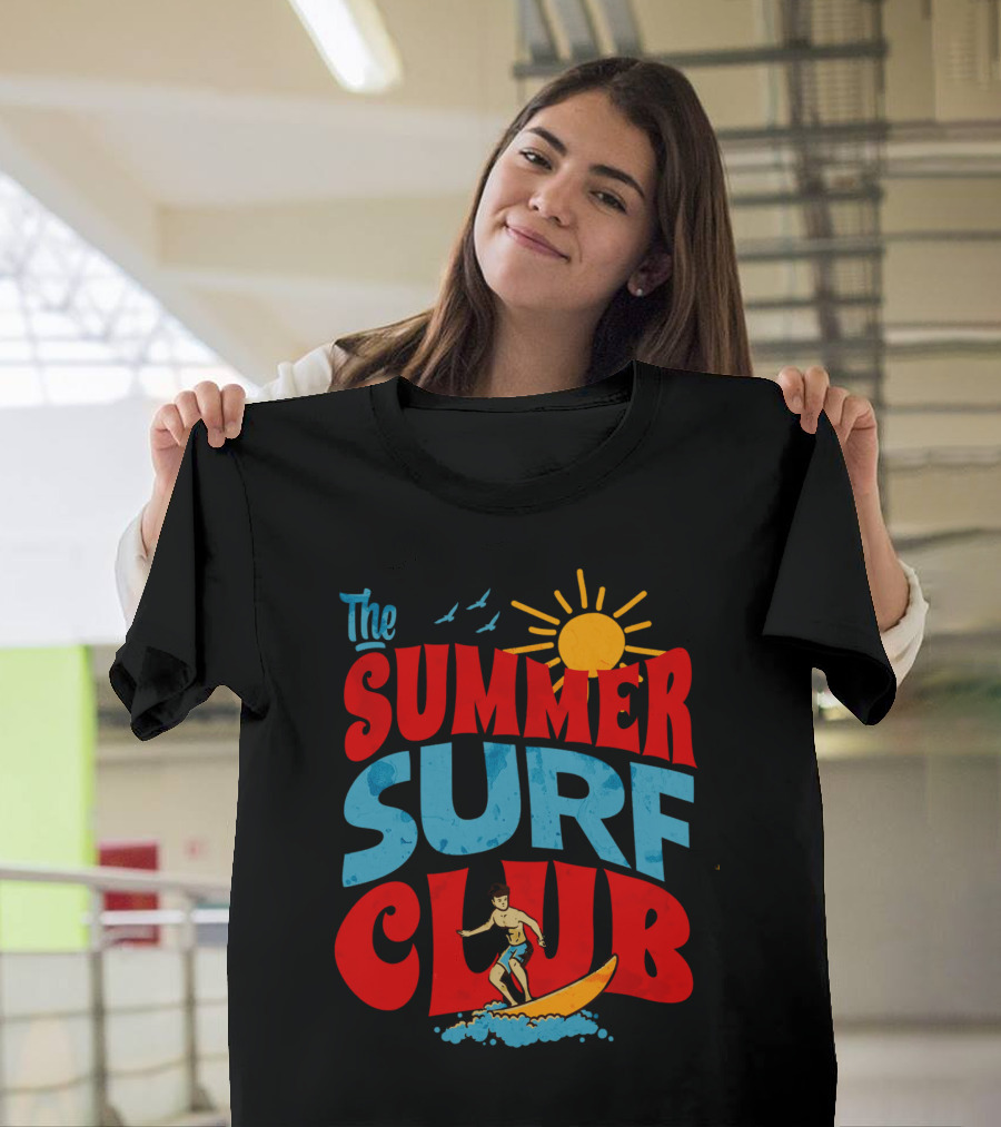 The Summer Surf Club Sun Surfing Retro Typography T-Shirt
