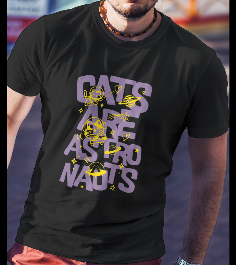 Cats Are Space Explorers With Stars And Planets T-Shirt