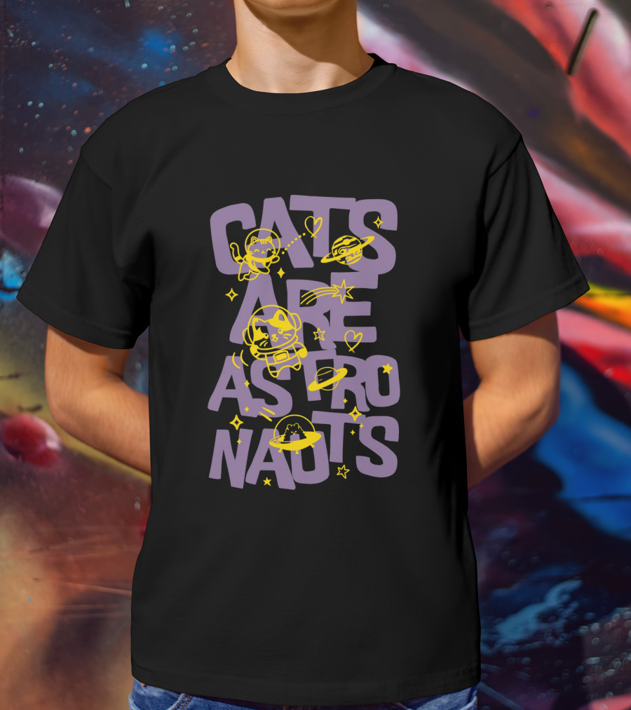 Cats Are Space Explorers With Stars And Planets T-Shirt