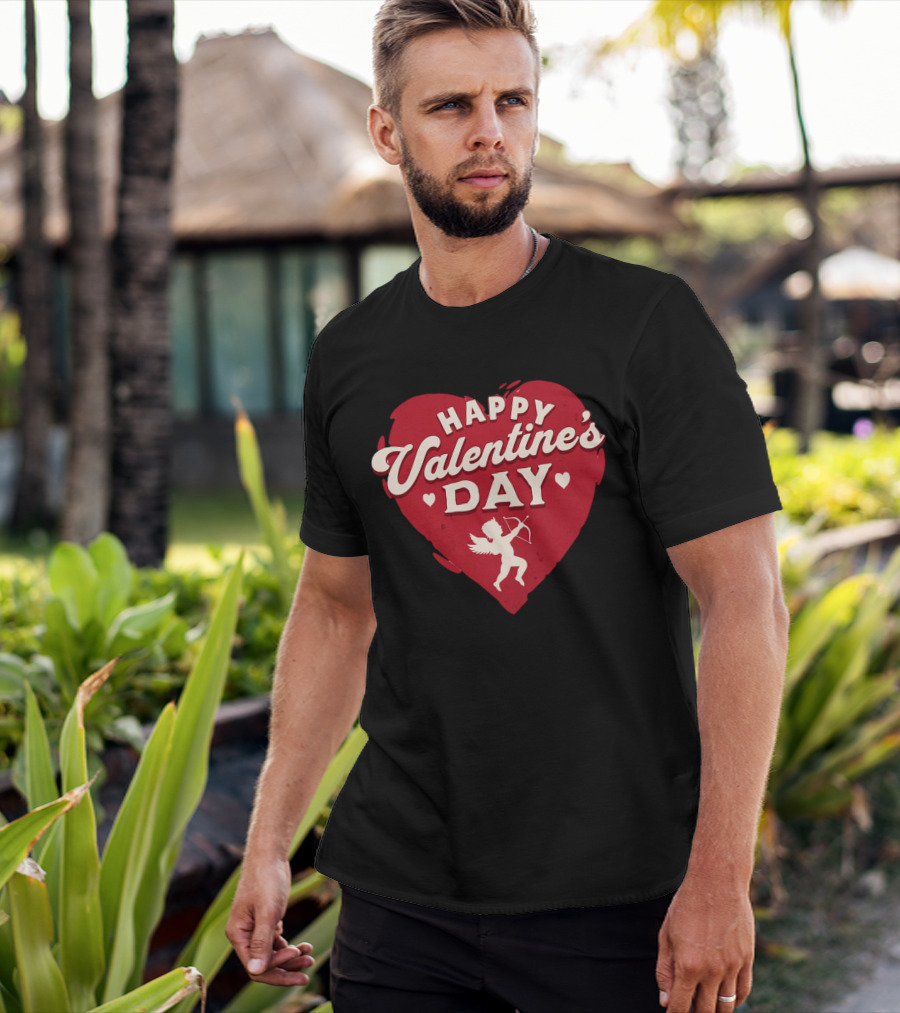 Happy Valentine's Day Cupid Heart With Arrow T-Shirt