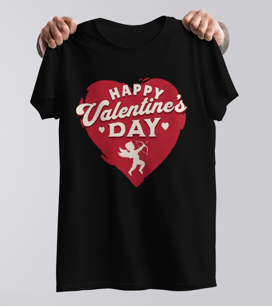 Happy Valentine's Day Cupid Heart With Arrow T-Shirt