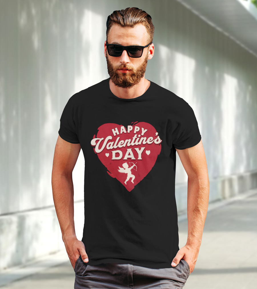 Happy Valentine's Day Cupid Heart With Arrow T-Shirt