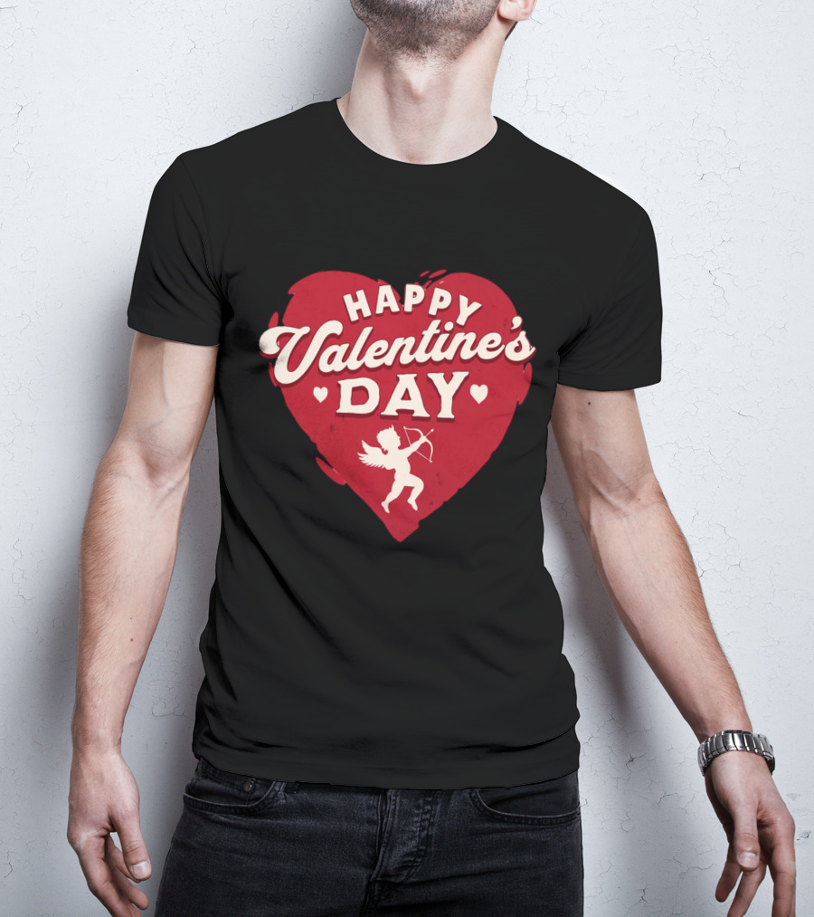Happy Valentine's Day Cupid Heart With Arrow T-Shirt