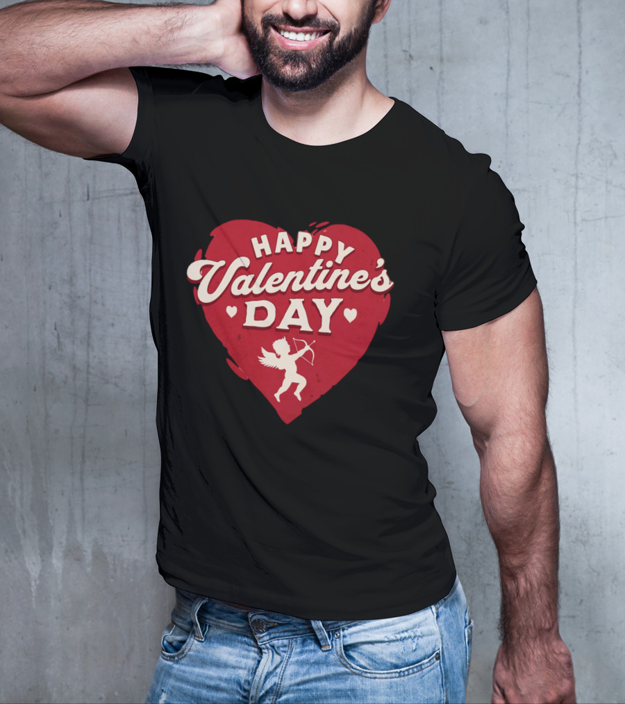 Happy Valentine's Day Cupid Heart With Arrow T-Shirt