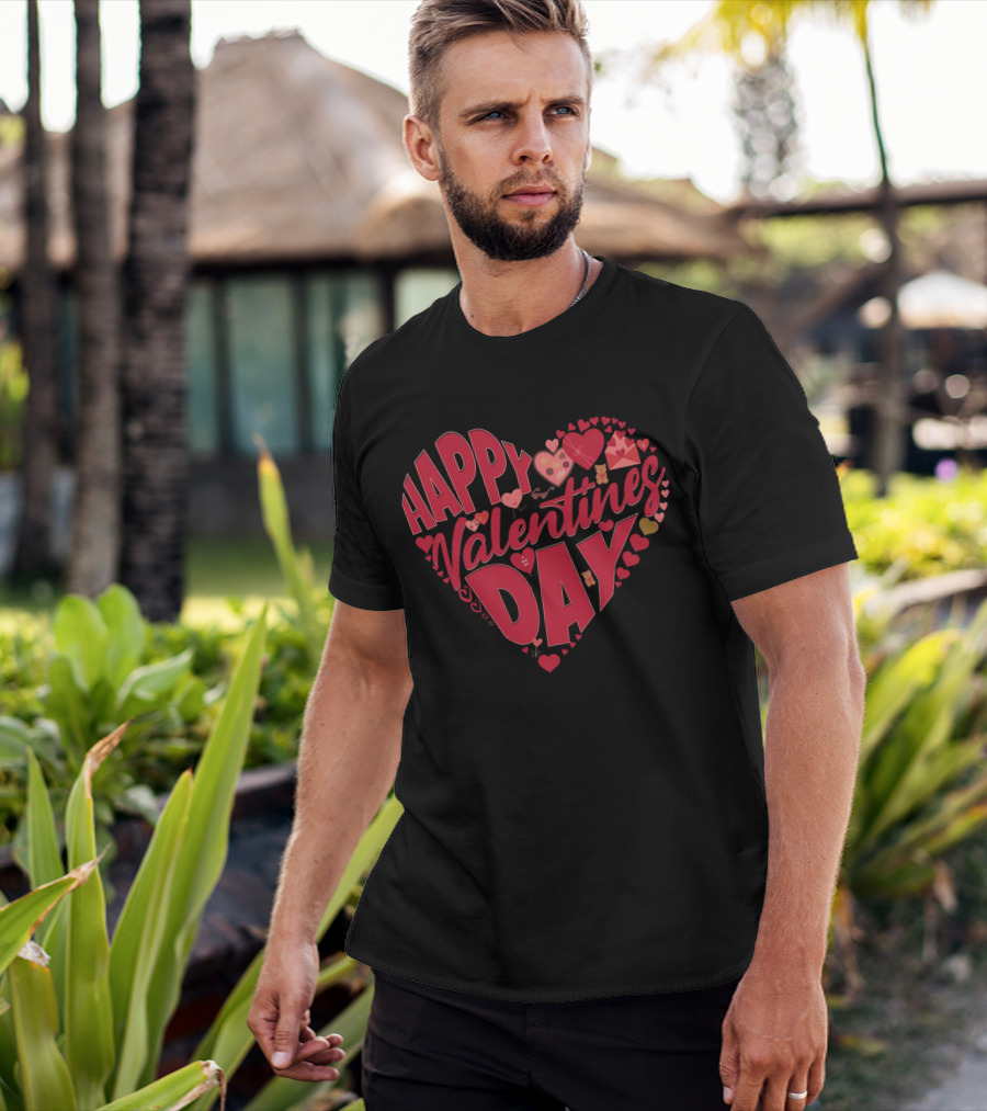 Happy Valentines Day Heart With Cute Bears And Red Hearts T-Shirt