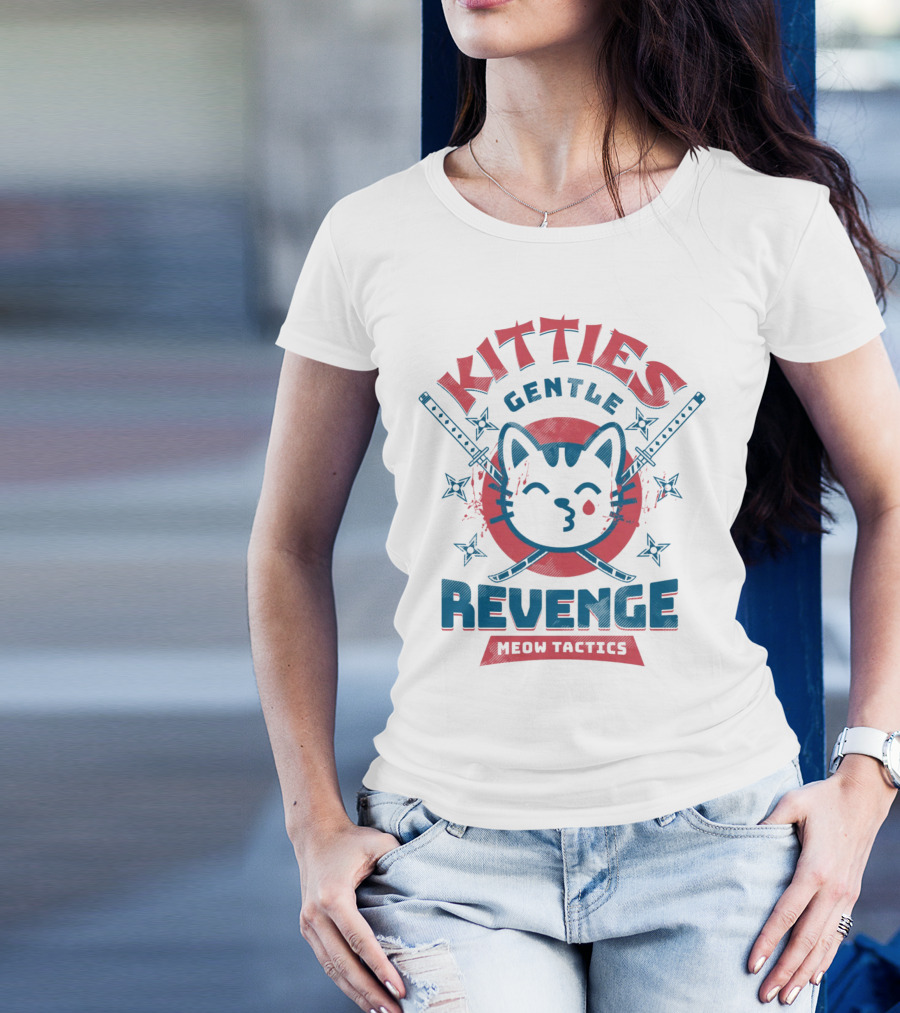 Kitties Gentle Revenge Meow Tactics Samurai T-Shirt