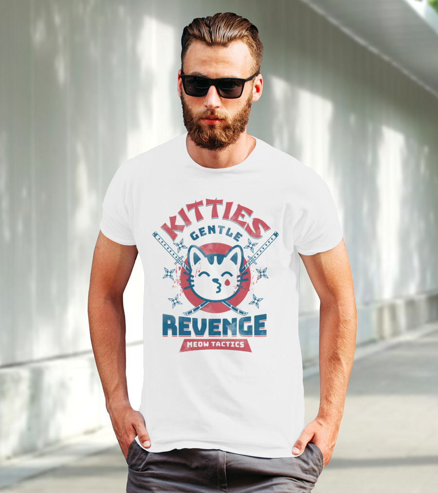 Kitties Gentle Revenge Meow Tactics Samurai T-Shirt