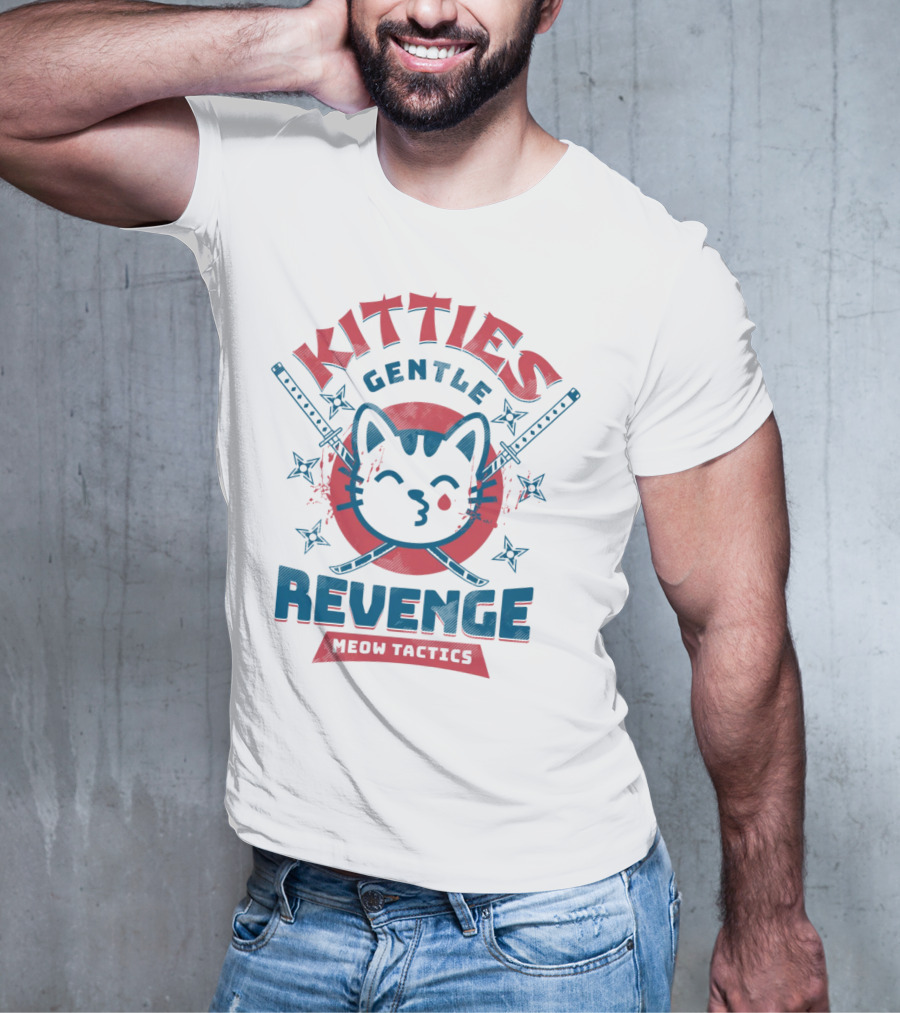 Kitties Gentle Revenge Meow Tactics Samurai T-Shirt