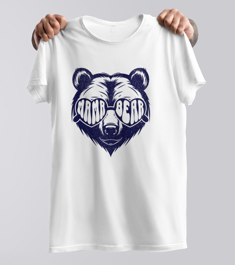 Mama Bear Sunglasses Bold Lettering Bear Head T-Shirt