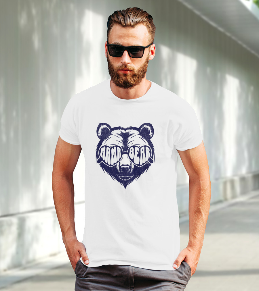 Mama Bear Sunglasses Bold Lettering Bear Head T-Shirt