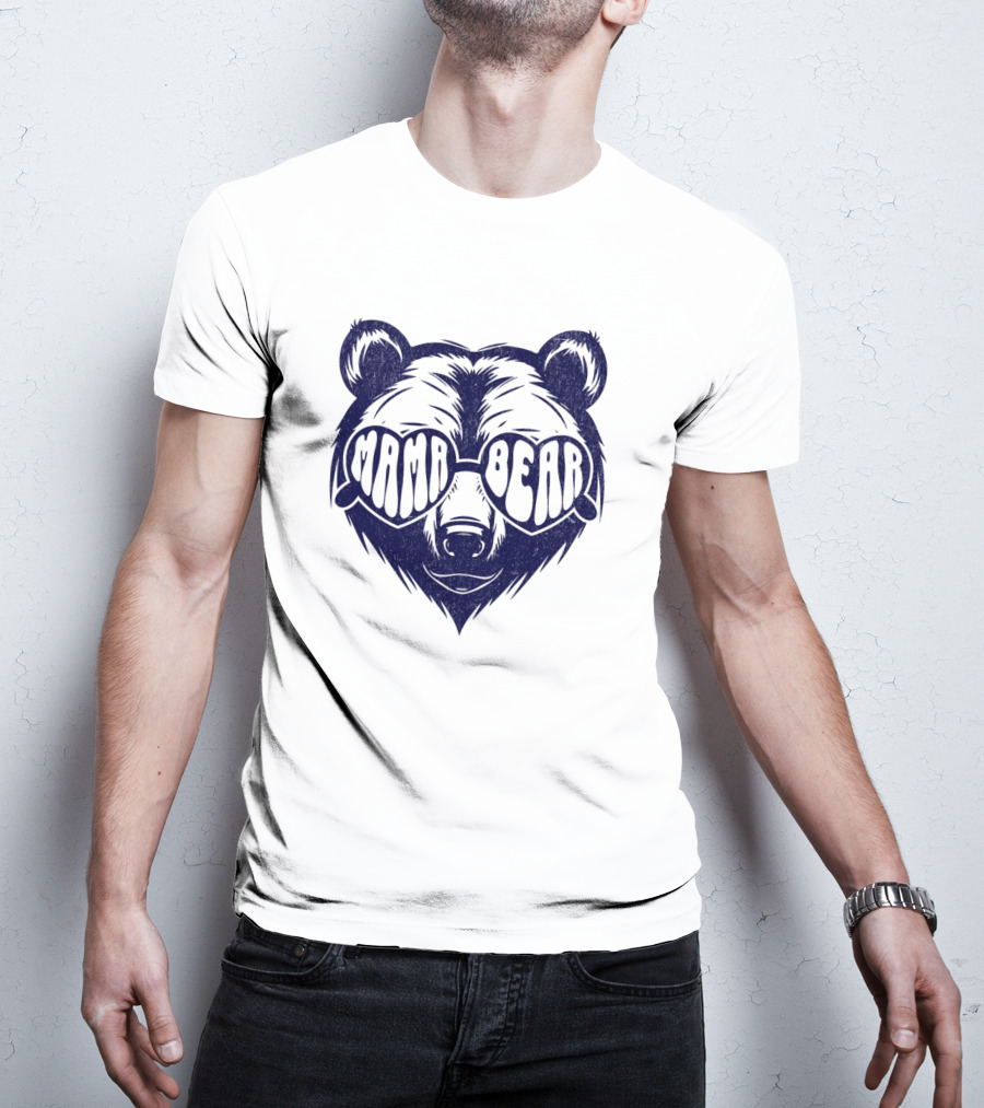 Mama Bear Sunglasses Bold Lettering Bear Head T-Shirt
