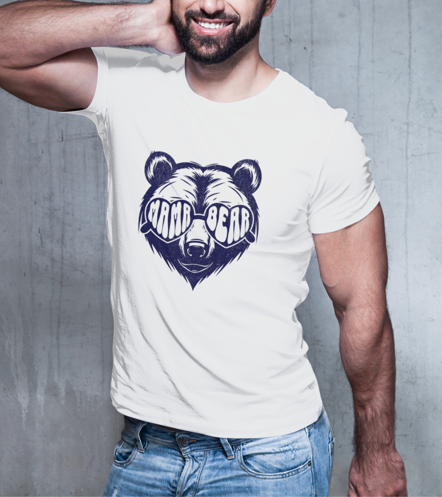 Mama Bear Sunglasses Bold Lettering Bear Head T-Shirt