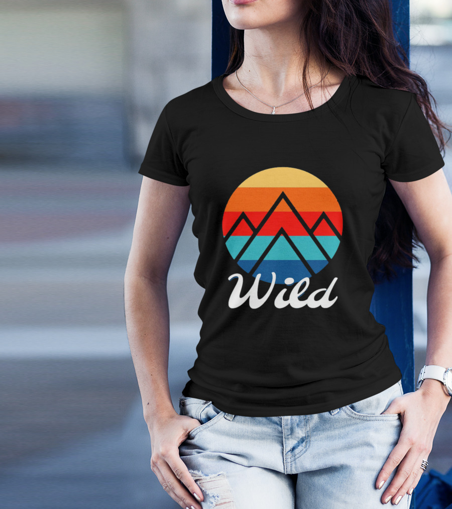 Wild Minimalistic Mountains Retro Circle Stripes T-Shirt