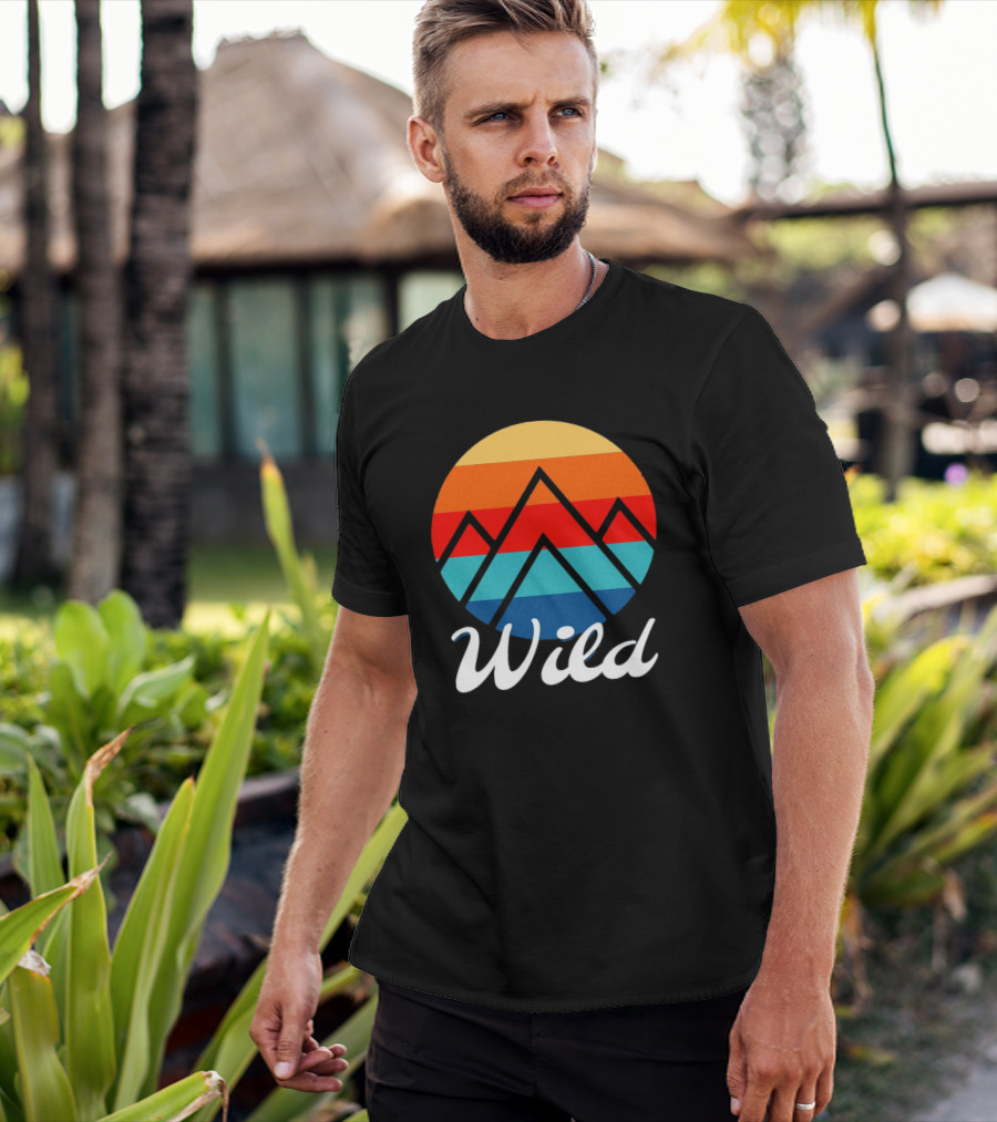 Wild Minimalistic Mountains Retro Circle Stripes T-Shirt