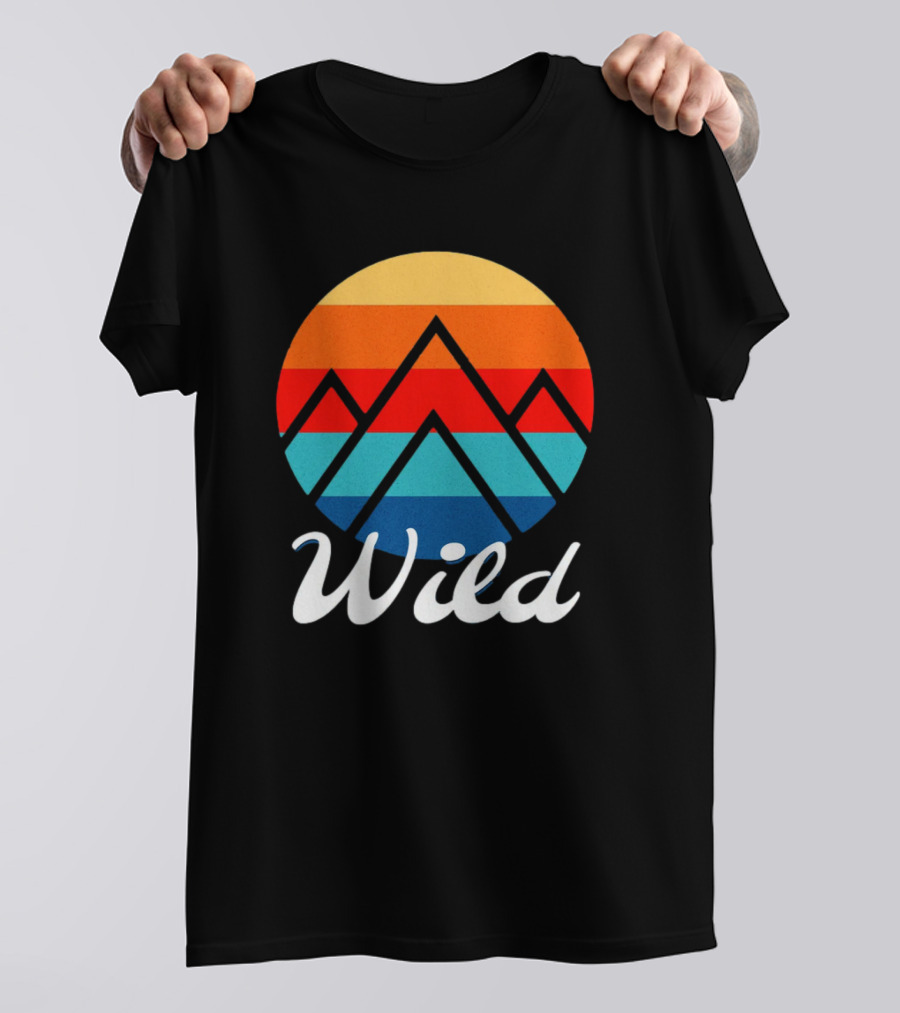 Wild Minimalistic Mountains Retro Circle Stripes T-Shirt