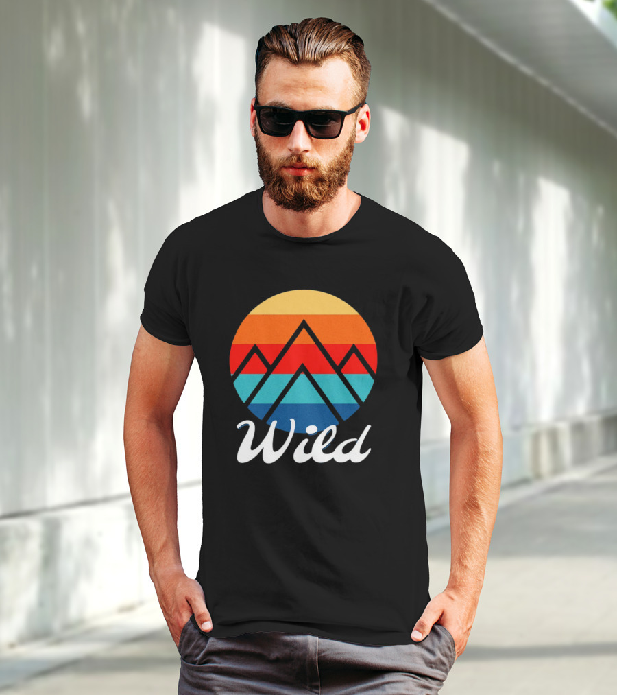 Wild Minimalistic Mountains Retro Circle Stripes T-Shirt