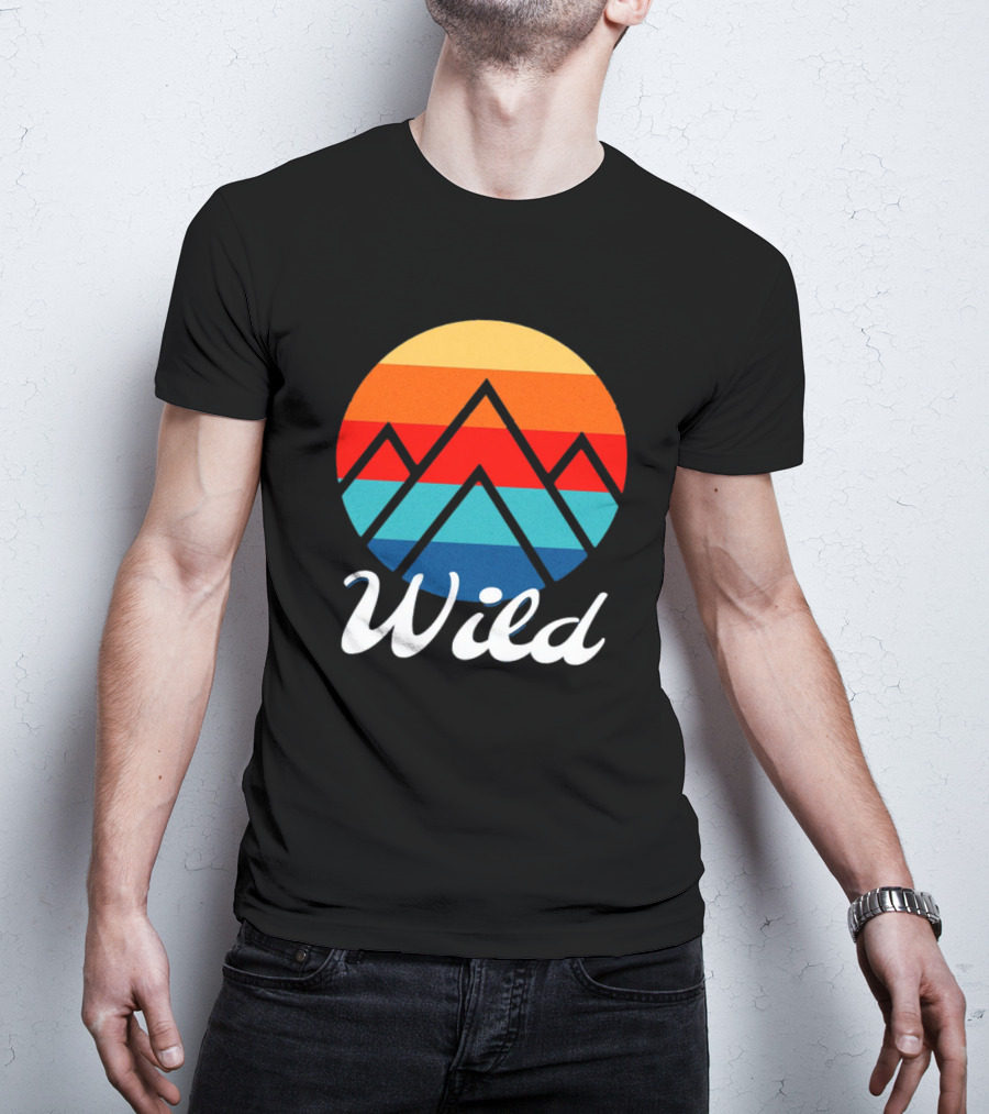 Wild Minimalistic Mountains Retro Circle Stripes T-Shirt
