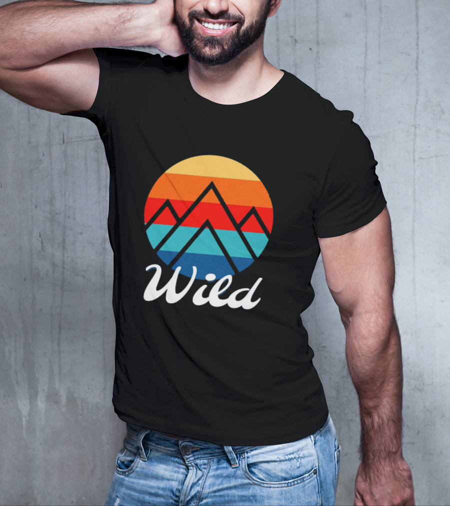 Wild Minimalistic Mountains Retro Circle Stripes T-Shirt